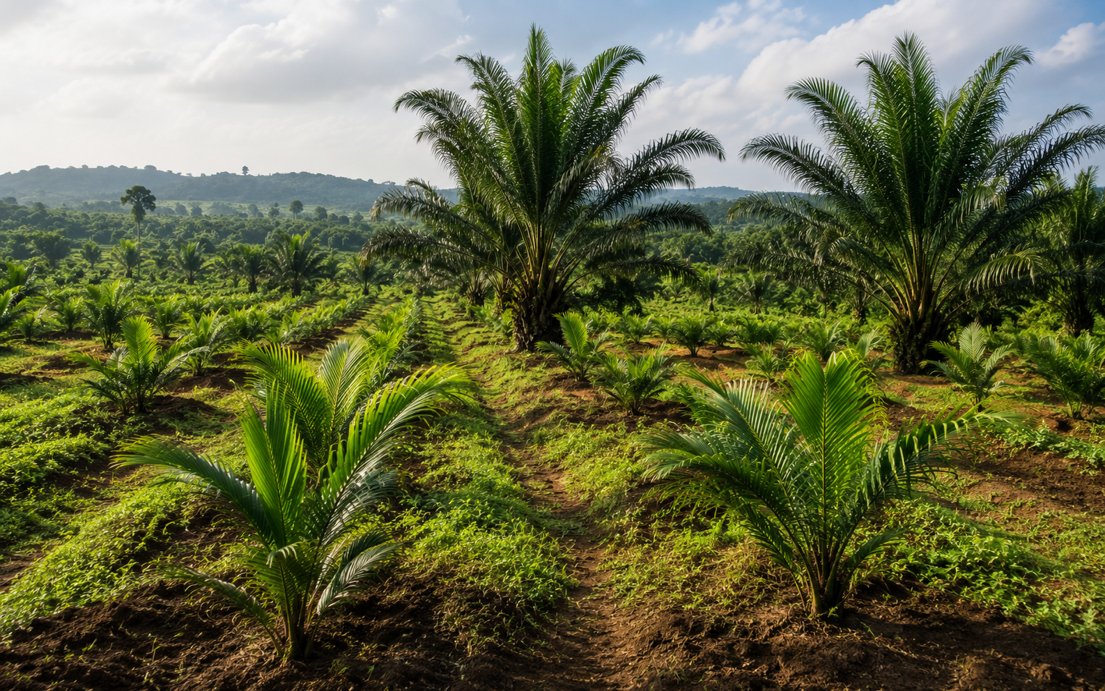 Oil palm cultivation illustration