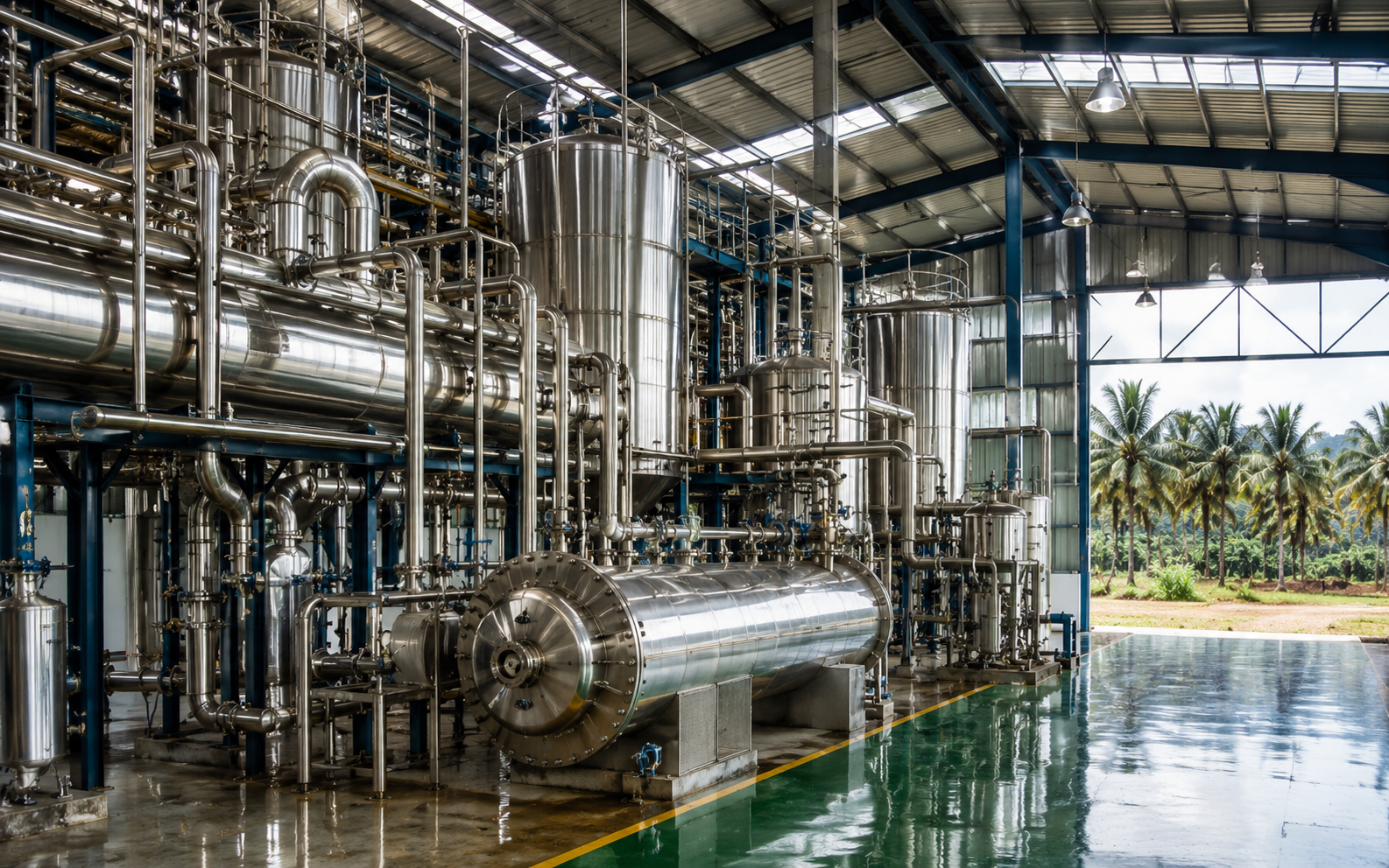 Palm oil processing facility illustration